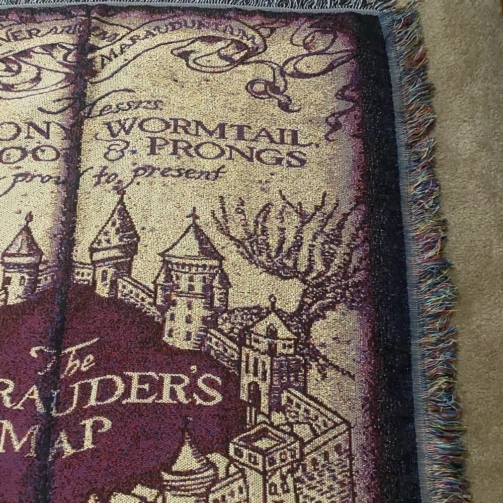 Harry Potter Marauder's Map Woven Tapestry Throw Blanket American Made 48 x 60